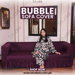 RUFFELED SUR SUCKER TURKISH SOFA COVER - Purple