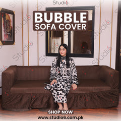 RUFFELED SUR SUCKER TURKISH SOFA COVER - Brown