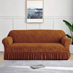 Zebra Velvet Sofa Covers With Frill & Without Frill - Copper -