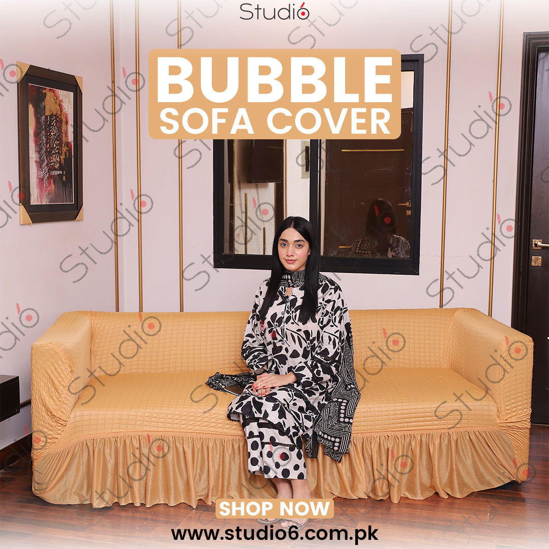 RUFFELED SUR SUCKER TURKISH SOFA COVER - Beige - Skin