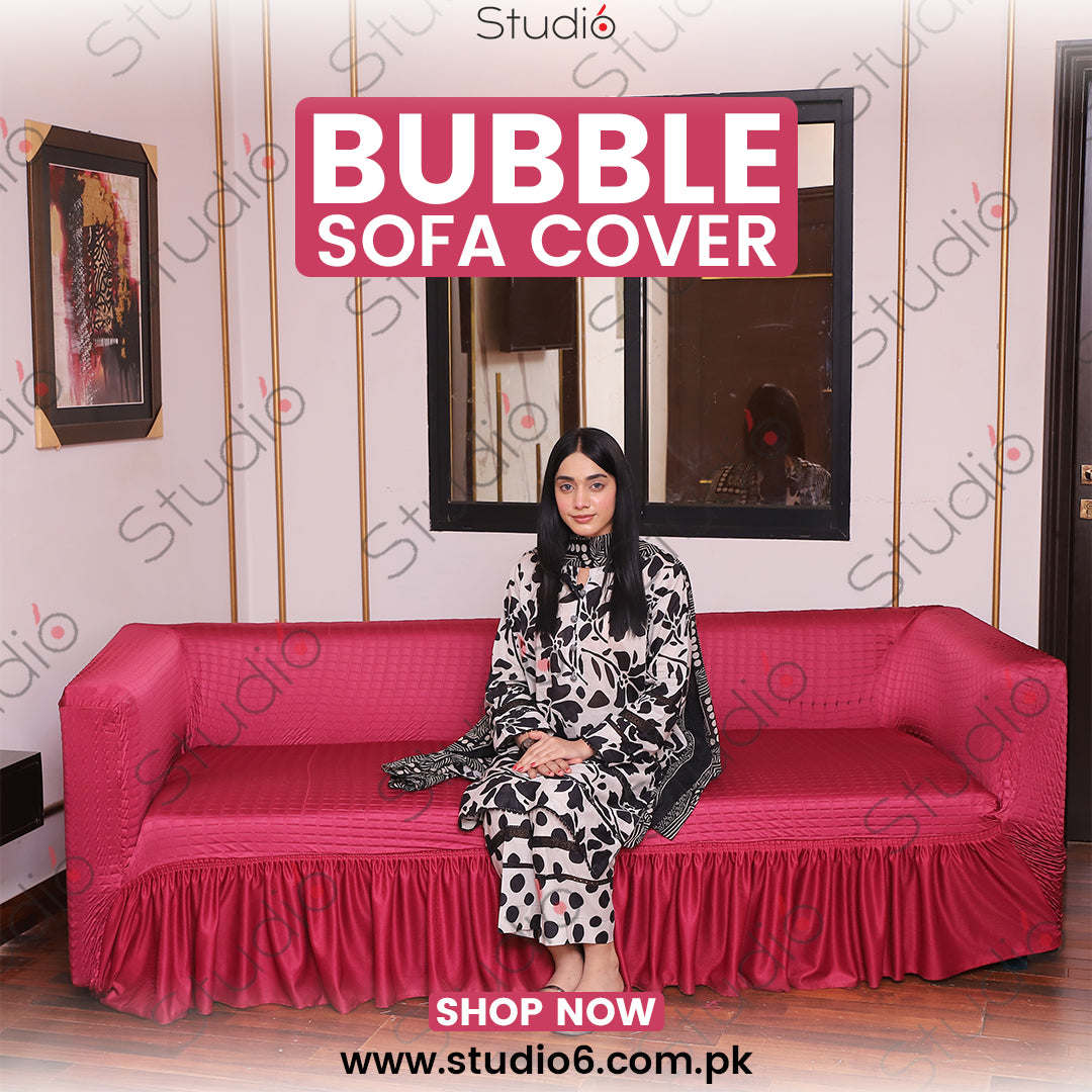 RUFFELED SUR SUCKER TURKISH SOFA COVER - Maroon