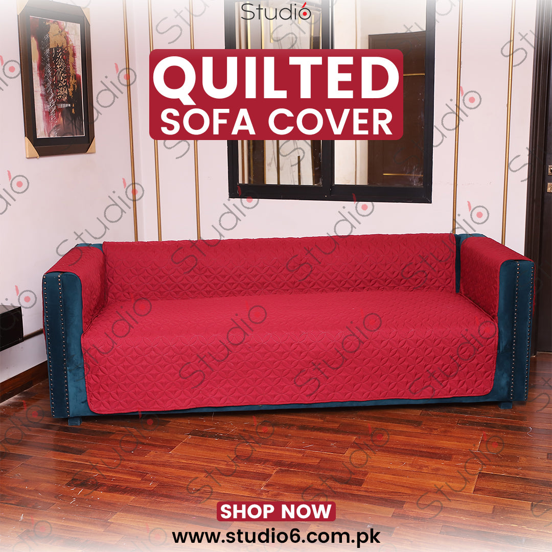 COTTON QUILTED SOFA RUNNER - SOFA COAT (Maroon)