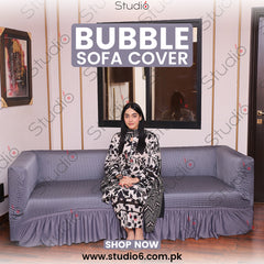 RUFFELED SUR SUCKER TURKISH SOFA COVER - grey