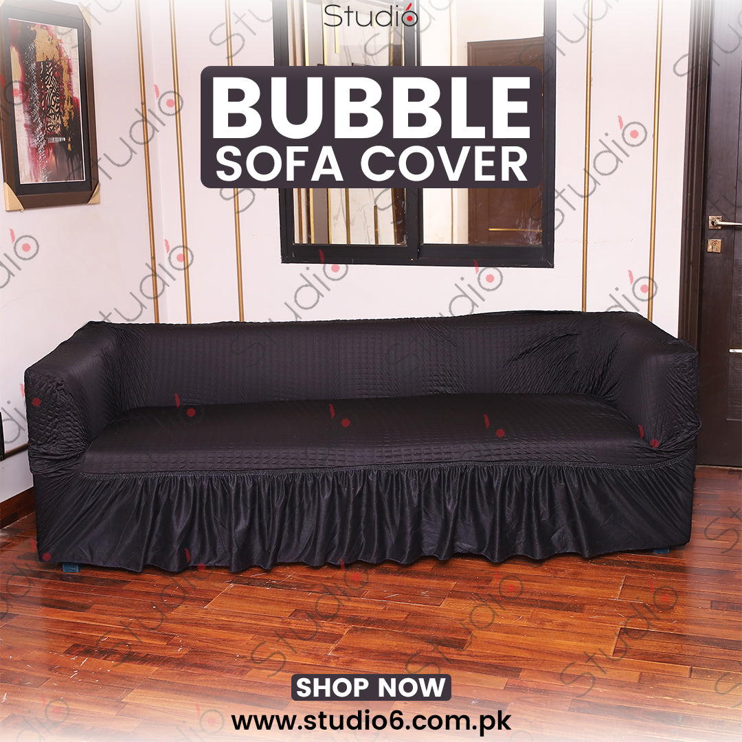 RUFFELED SUR SUCKER TURKISH SOFA COVER - Black