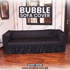 RUFFELED SUR SUCKER TURKISH SOFA COVER - Black