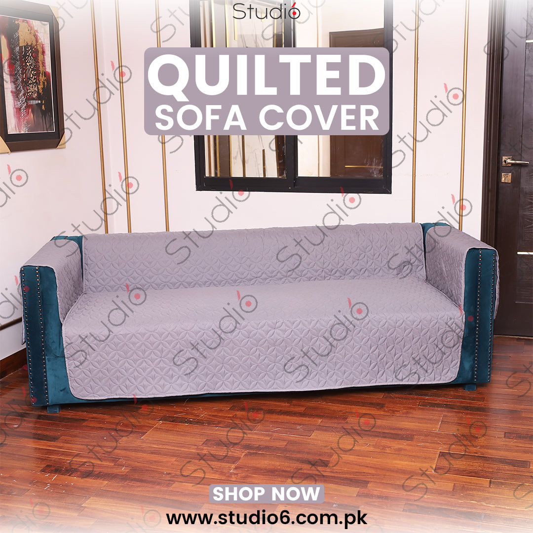 COTTON QUILTED SOFA RUNNER - SOFA COAT (Grey)