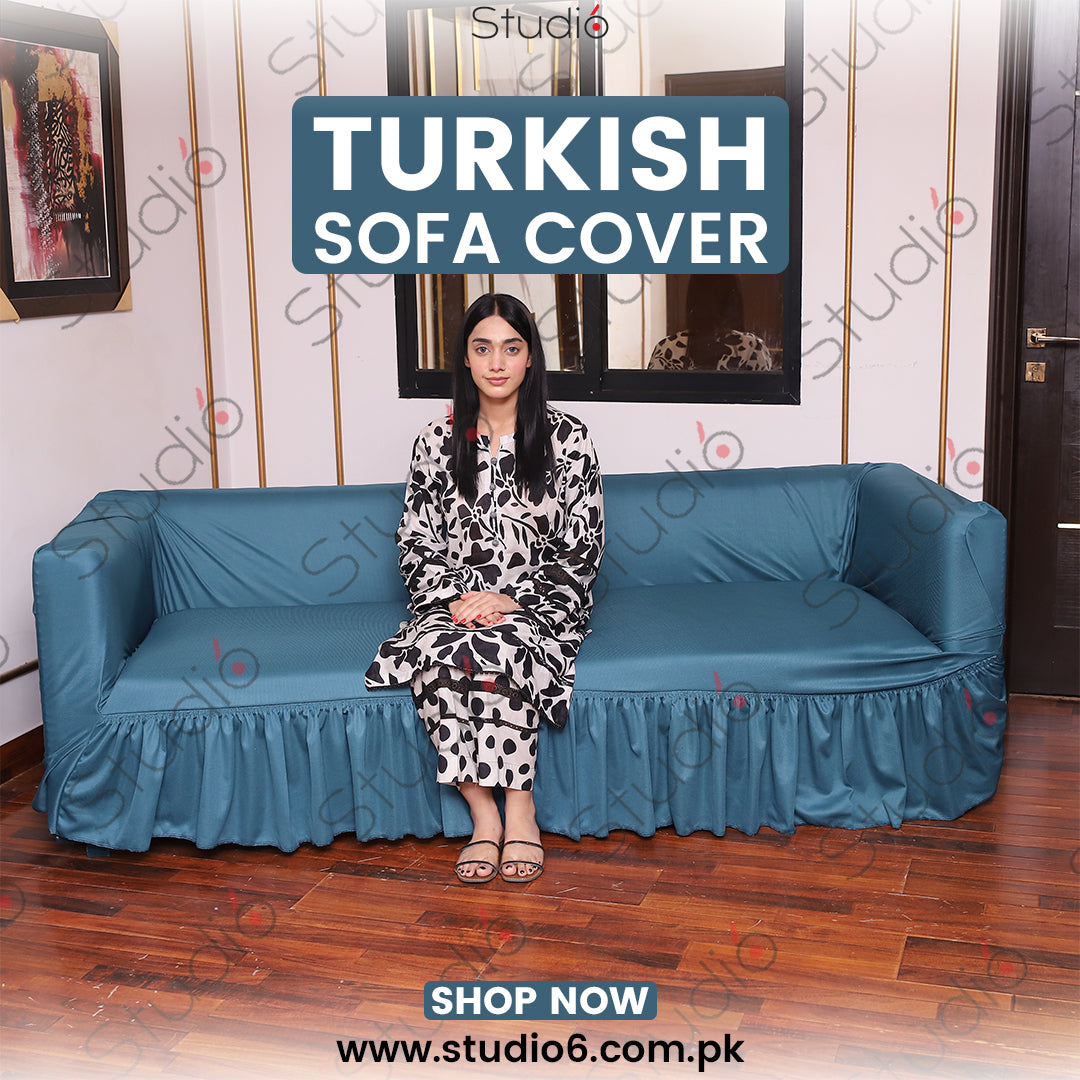 Turkish Style Skirted Sofa Cover - Zink