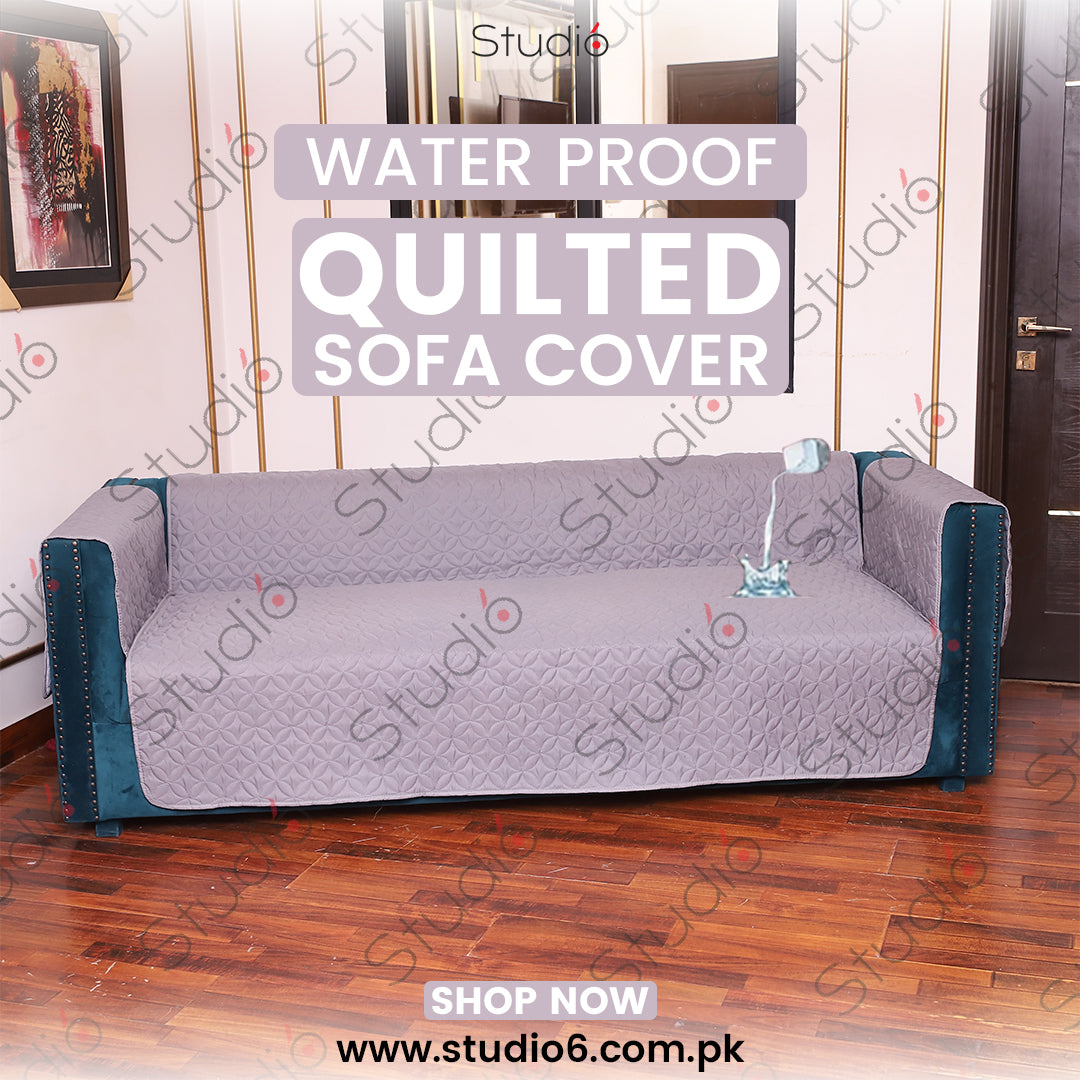 Waterproof Cotton Quilted Sofa Cover - Sofa Runner - (Grey)