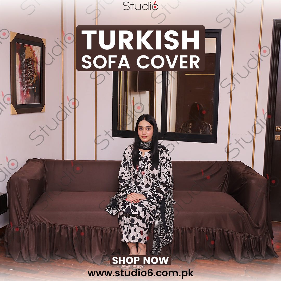 Turkish Style Sofa Cover - Dark Brown