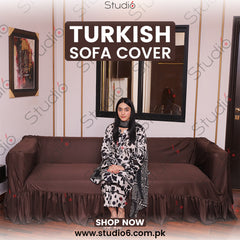 Turkish Style Sofa Cover - Dark Brown