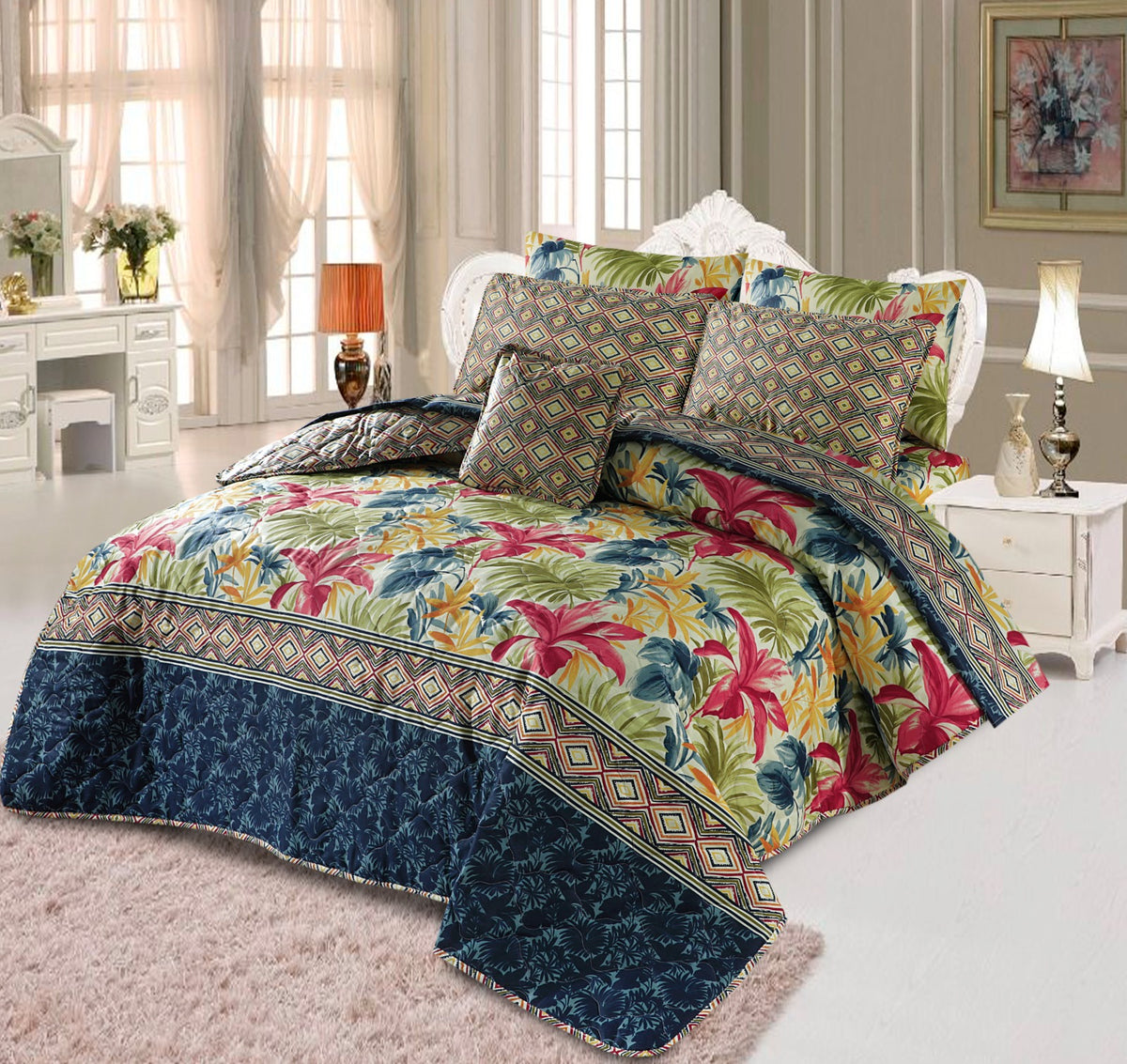 7 PCs Quilted Comforter Set SS-178