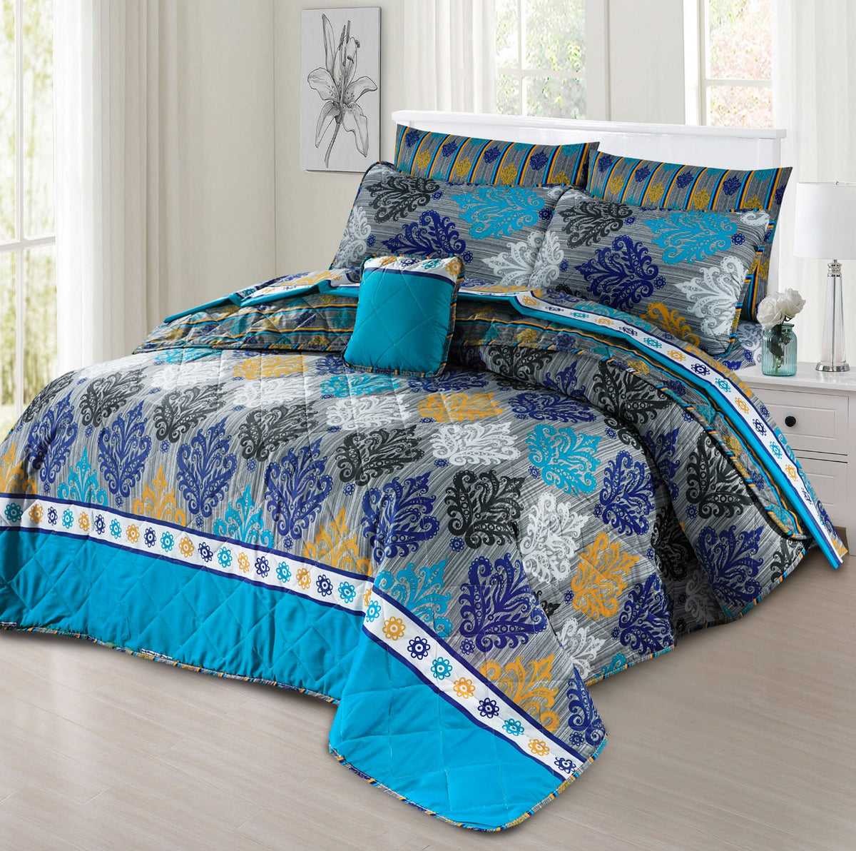 7 PCs Quilted Comforter Set SS-203