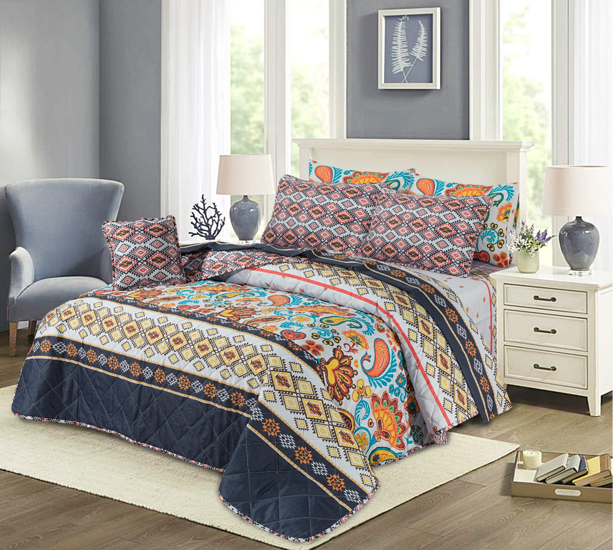 7 PCs Quilted Comforter Set SS-209