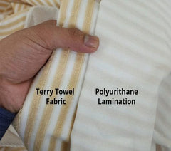 Stripe Terry Towel 100% Waterproof Fitted Mattress Protector In Yellow Color