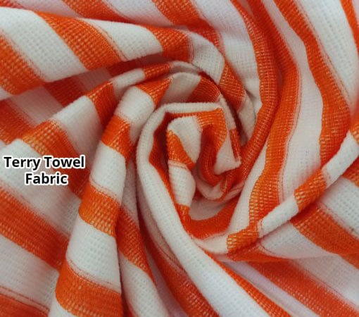 Stripe Terry Towel 100% Waterproof Fitted Mattress Protector In Orange Color