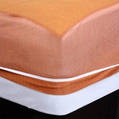 Terry Cotton Waterproof Mattress Protector Rust Color Fitted Style