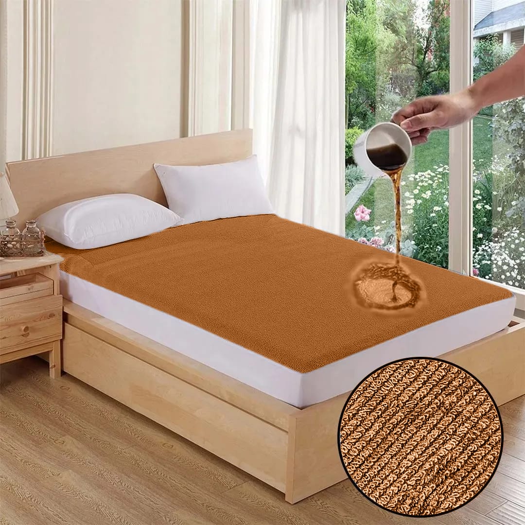 Terry Cotton Waterproof Mattress Protector Rust Color Fitted Style