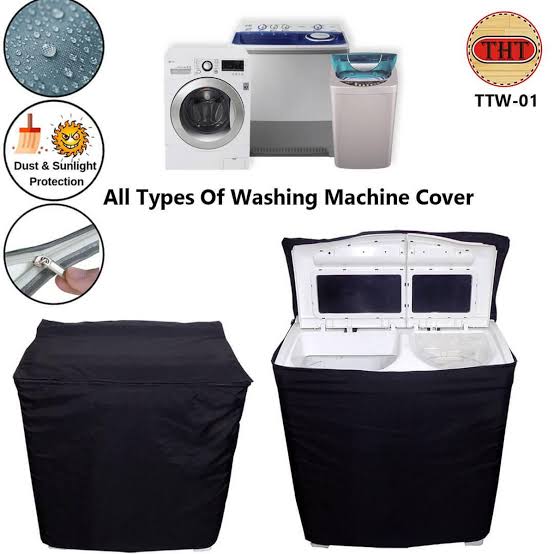 Waterproof Top Loaded Washing Machine Cover Twin Tub - Black Color