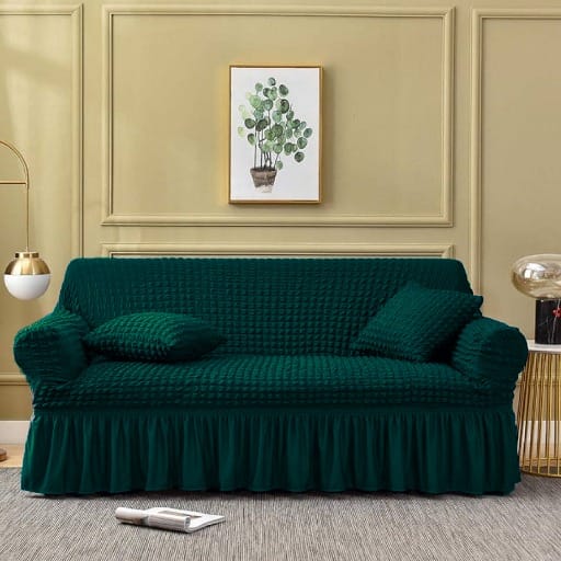 RUFFELED SUR SUCKER TURKISH SOFA COVER - Green