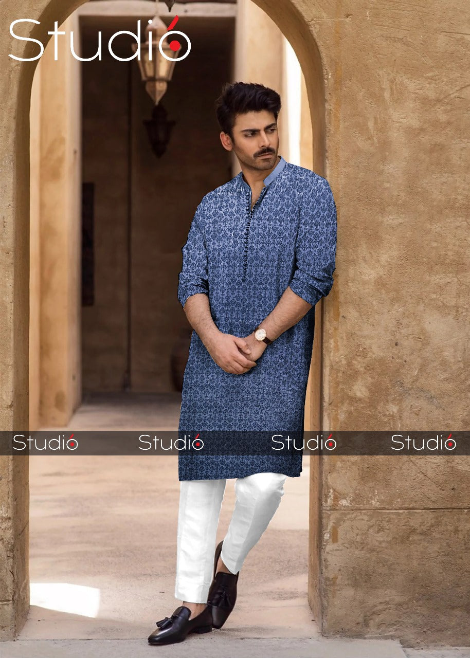 Gents Unstitched Full Suit - Kurta Shalwar Cotton -SS-246