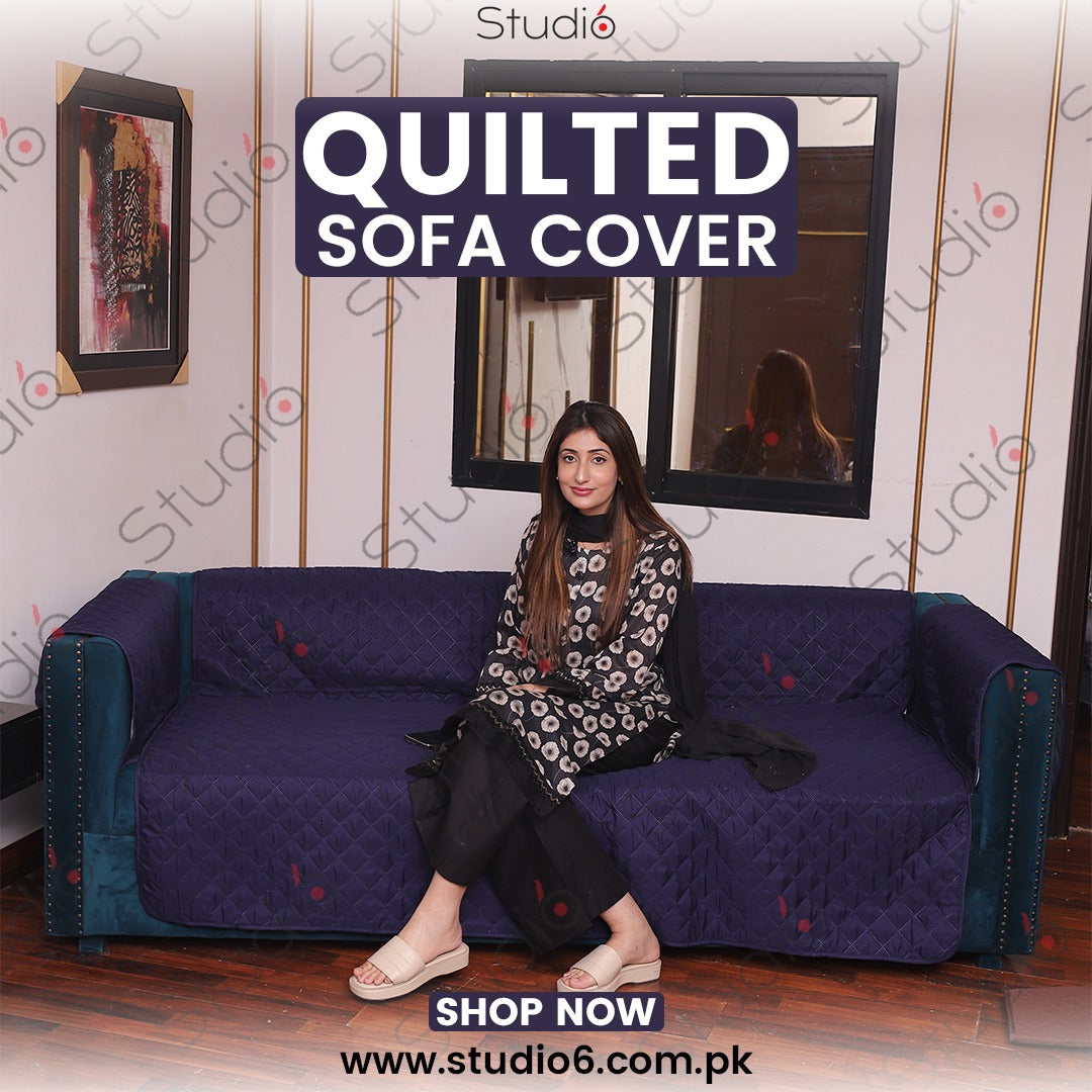 COTTON QUILTED SOFA RUNNER - SOFA COAT (Purple)