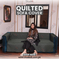 COTTON QUILTED SOFA RUNNER - SOFA COAT (Green)