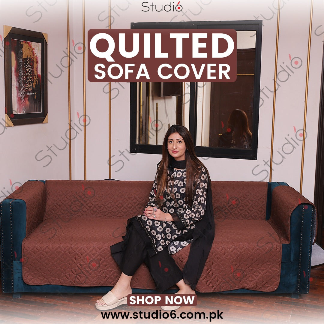 COTTON QUILTED SOFA RUNNER - SOFA COAT (Brown)