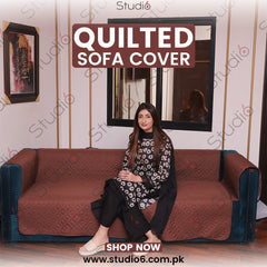 COTTON QUILTED SOFA RUNNER - SOFA COAT (Brown)