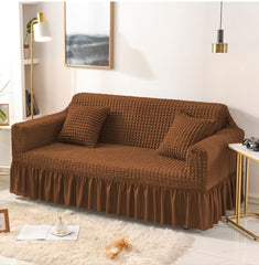 RUFFELED SUR SUCKER TURKISH SOFA COVER - Brown