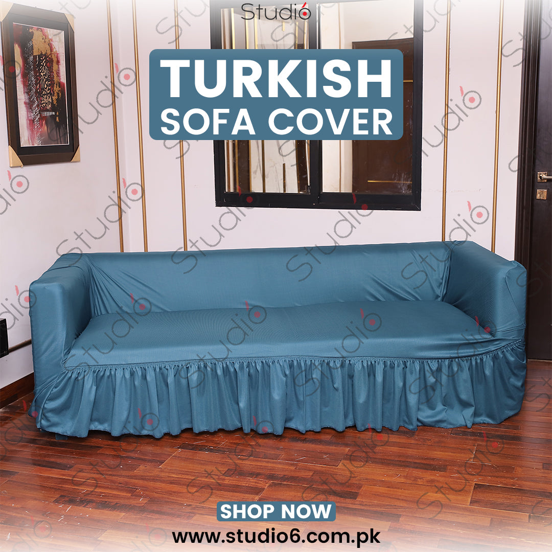 Turkish Style Skirted Sofa Cover - Zink