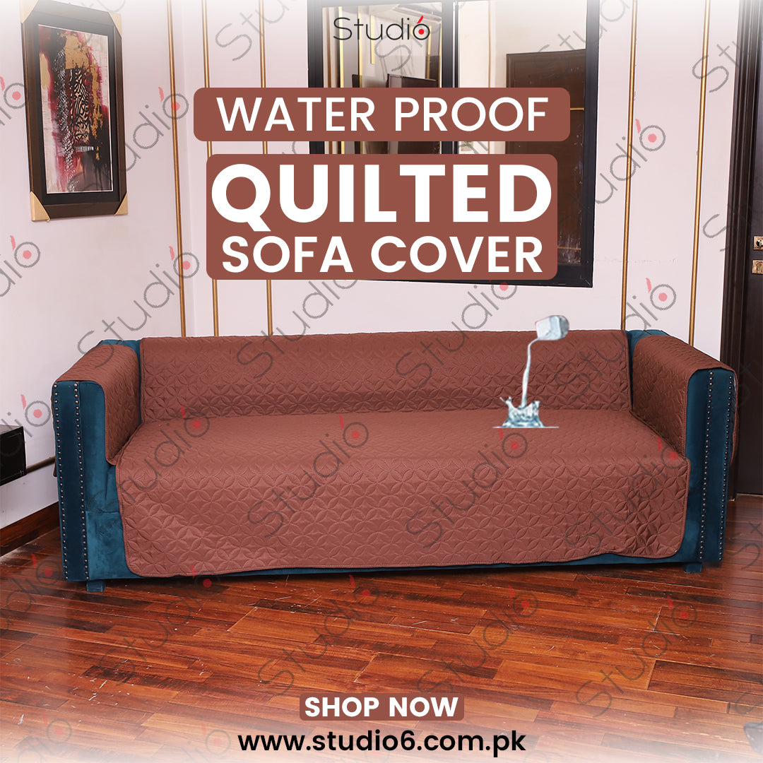 Waterproof Cotton Quilted Sofa Cover - Sofa Runner - (Brown)