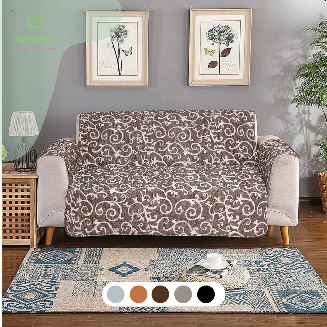 COTTON PRINTED SOFA RUNNER - SOFA COAT (Brown Printed)